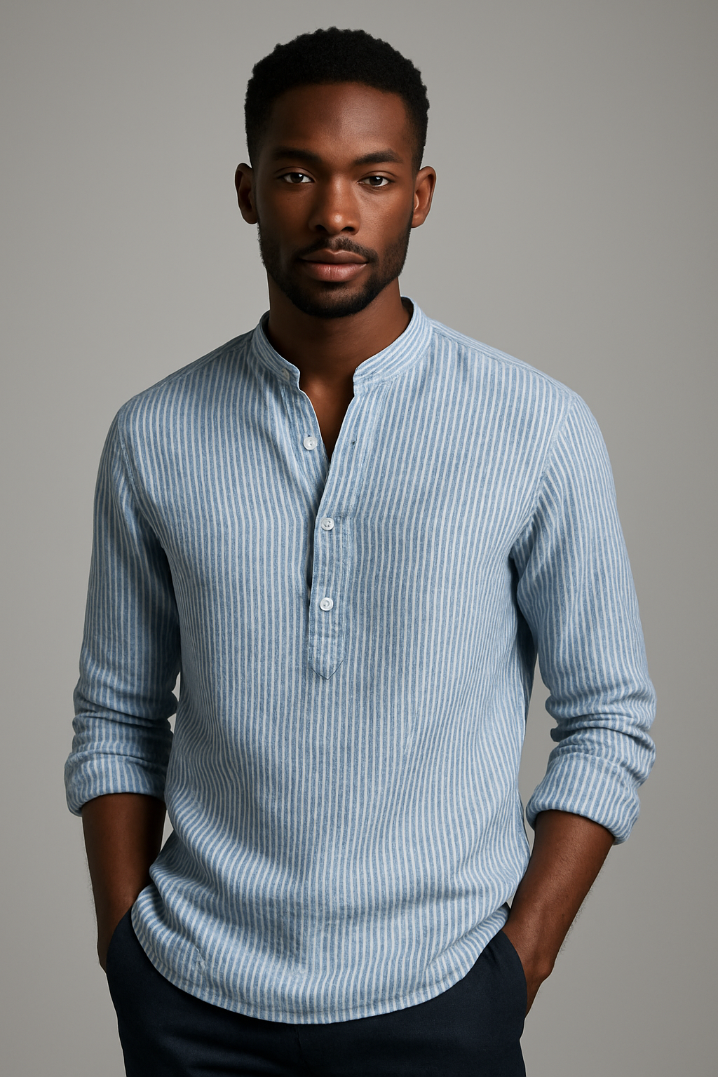 Gio Men's Linen Shirt | Lightweight Relaxed Fit, Muted Stripe