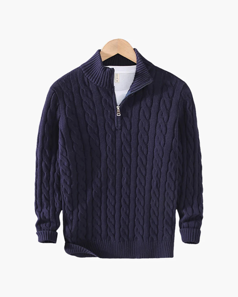 Cleo Men's Quarter-Zip Sweater | Dense Cable Knit, Casual Comfort 2