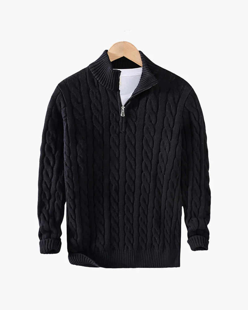 Cleo Men's Quarter-Zip Sweater | Dense Cable Knit, Casual Comfort 4