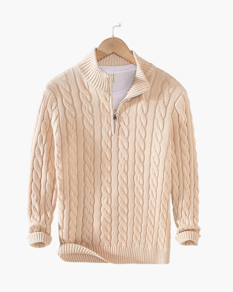 Cleo Men's Quarter-Zip Sweater | Dense Cable Knit, Casual Comfort 5