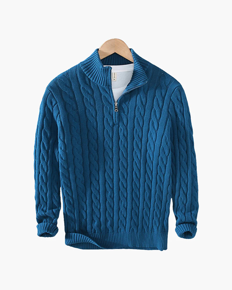 Cleo Men's Quarter-Zip Sweater | Dense Cable Knit, Casual Comfort 7