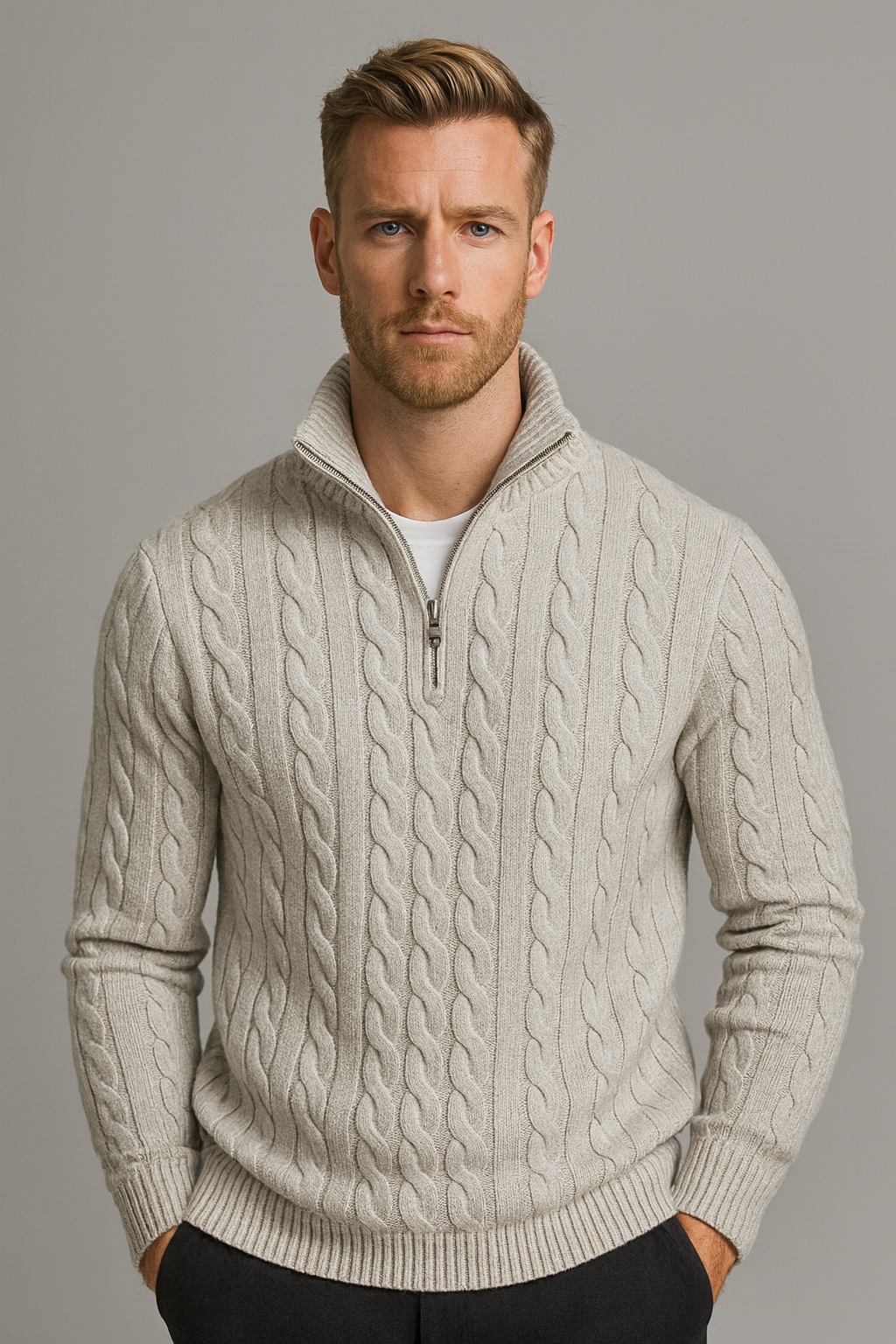 Cleo Men's Quarter-Zip Sweater | Dense Cable Knit, Casual Comfort