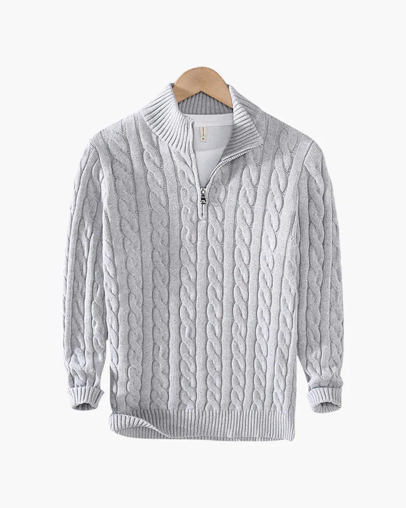 Cleo Men's Quarter-Zip Sweater | Dense Cable Knit, Casual Comfort 0